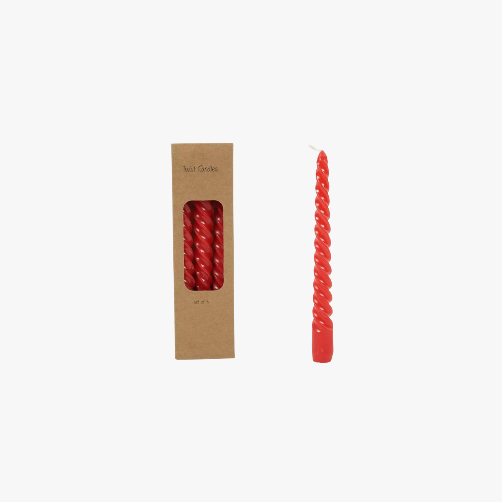 Twist kaarsen rood 19 cm [Set van 3]