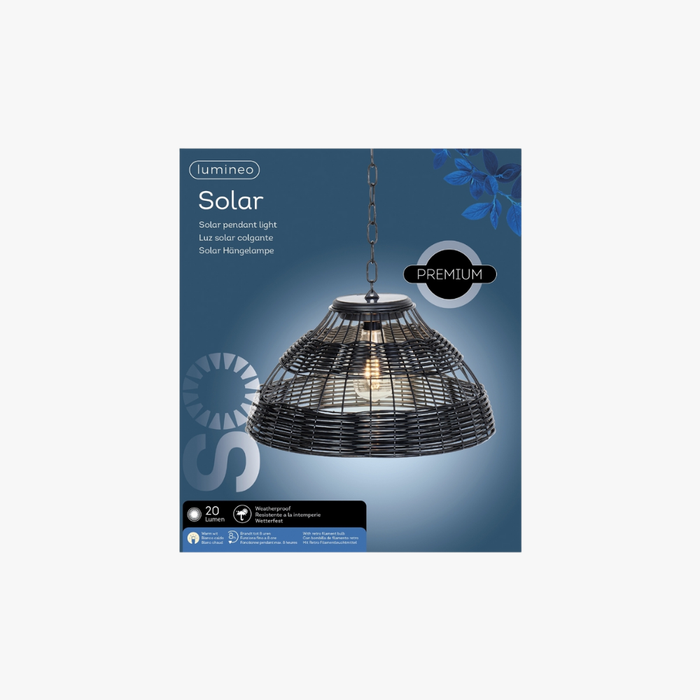 Lumineo hanglamp solar zwart 37 cm